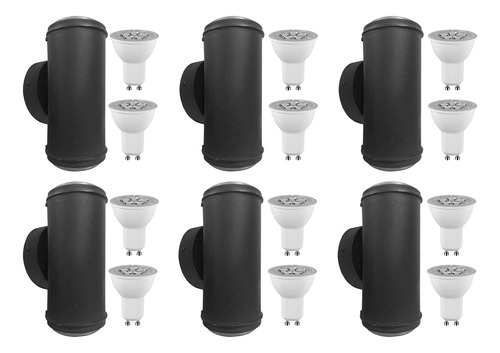 Aplique Bidireccional Lámpara Dicroica Led 7w Luz Día Fría Color Negro