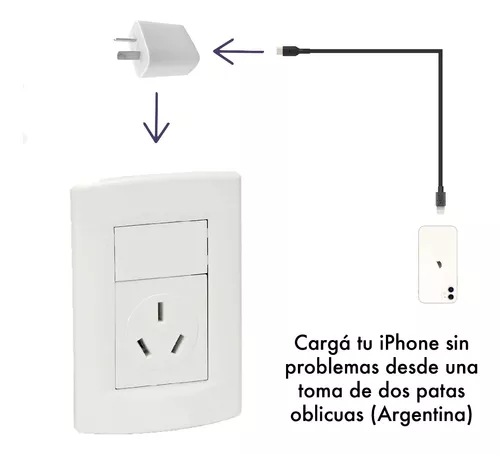 Cargador 20w Argentina + Cable Usb Tipo C Compatible iPhone