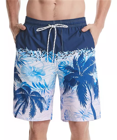 Banana Bucket Men’s Summer Casual Linen Drawstring Striped Beach Shorts 