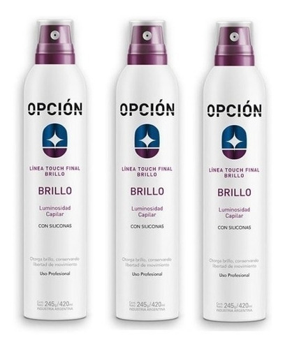 Kit Brillo Aerosol Para Peinado Siliconado Opcion Salon X 3