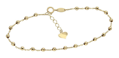 Imagen 2 de 6 de Pulsera Ligera De Bolitas, 14k Oro Amarillo, 1.8 Grs.