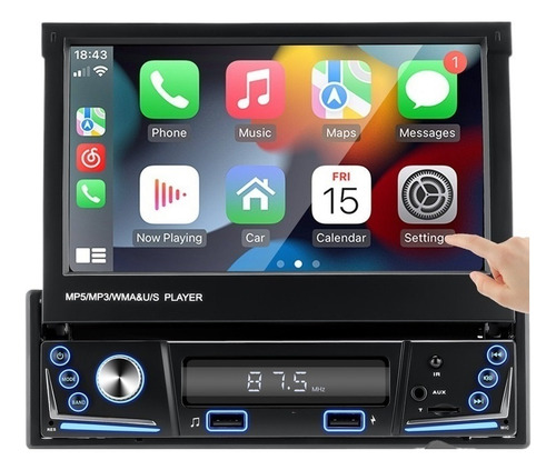 Autoestéreo 1 Din Bluetooth Retráctil 7 In Mirrorlink Cámara