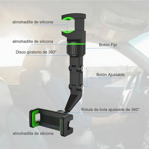 De Soporte Para Teléfono Con Espejo Retrovisor 360º