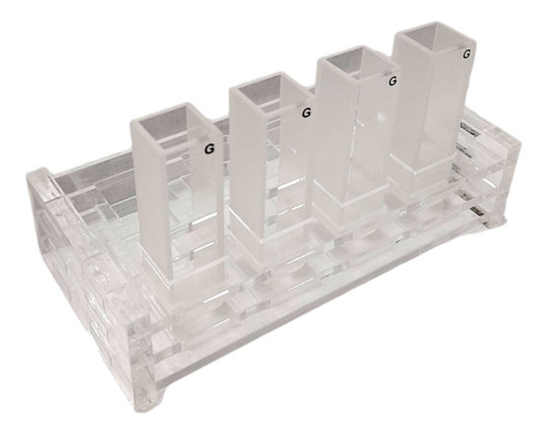 Kit 4 Celdas De Vidrio P/espectofotometro+gradilla P/8celdas