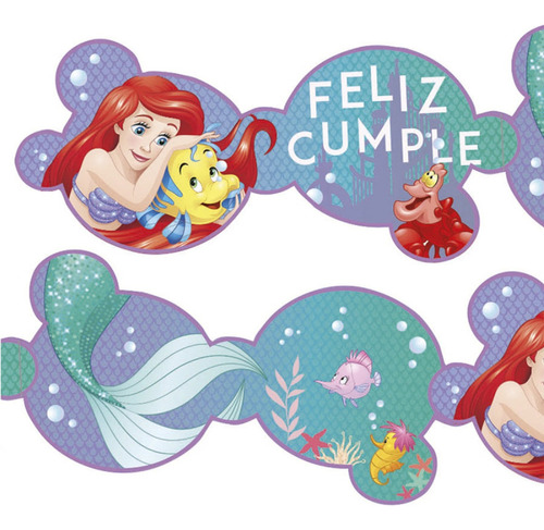 Cartel Feliz Cumpleaños La Sirenita Ariel 150cotillón Disney