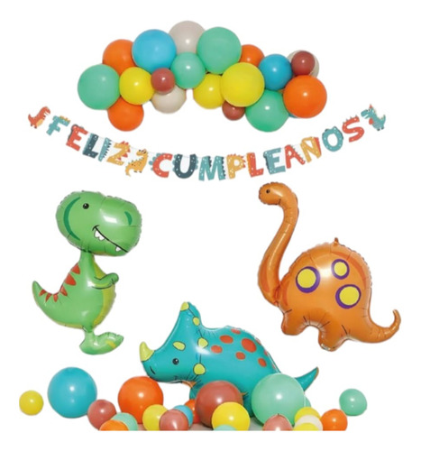 Decoración De Cumpleaños Con Globos Dinosaurio