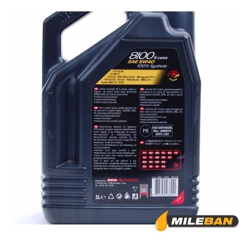 Imagen 3 de 8 de Aceite Sintetico 100% Motul 5w40 8100 5 Lts C/obsequio