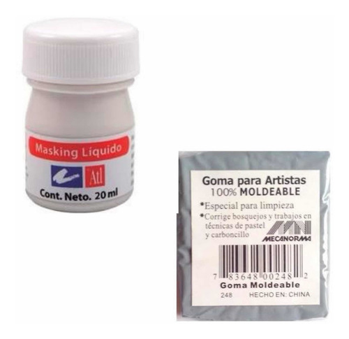 Imagen 1 de 2 de Masking Liquido Acuarela (enmascarador) + Goma Moldeable