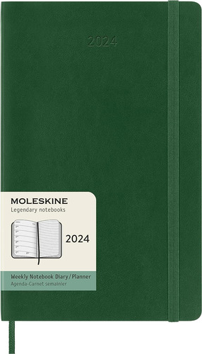 Agenda Mensual Moleskine 2024 Tapa Blanda Verde-l