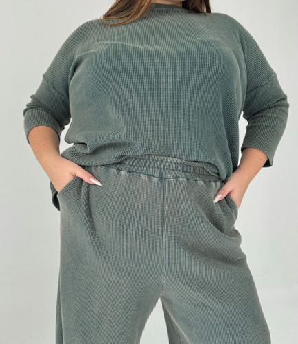 Conjunto Palazzo Camiseta Mujer Panal Algodon Talles Grandes