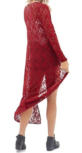 Kimono Tapado Largo De Mujer Con Encanje (varios Colores)