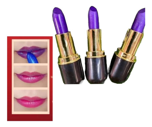 24 Labial Azul Magic Cambia D Color Waterproof Mayoreo