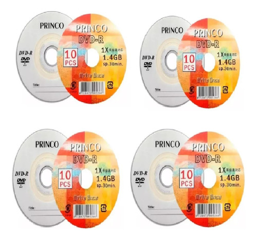 Mini Dvd-r Princo Logo 1x De 1.4 Gb 30 Min. Torre 40 Unds