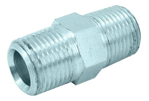 Adaptador Hidraulico Macho A Macho 1/4x1/4puLG Nptf 25407610 Color Acero