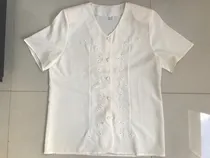 Comprar Camisa Con Bordado Mujer Talle 1 Con Botones Y Hombreras