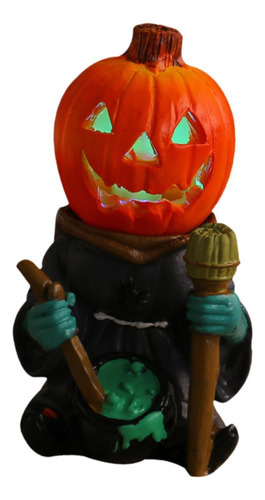 Escultura De Calabaza Iluminada, Adorno 14 Cm X 8 Cm X 6 Cm