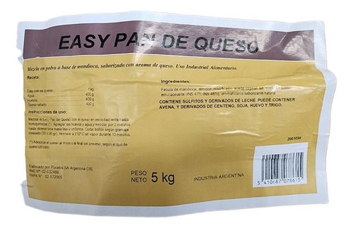 Premezcla Chipa Easy Pan De Queso Puratos X 5 Kg