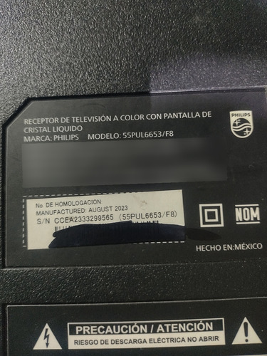 Mainboard/fuente Y Leds De Pantalla Philips Mod 55pul6653/f8 (Usado)