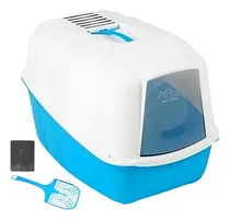 Comprar Arenero Para Gatos Cerrado Con Pala Puerta Filtro Sanitario Color Azul