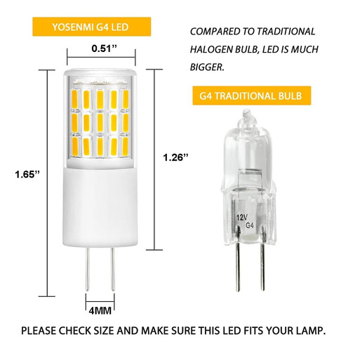 Yosenmi G4 Led Bulbo 4w, 30w G4 Reemplazo De Bombilla De Hal