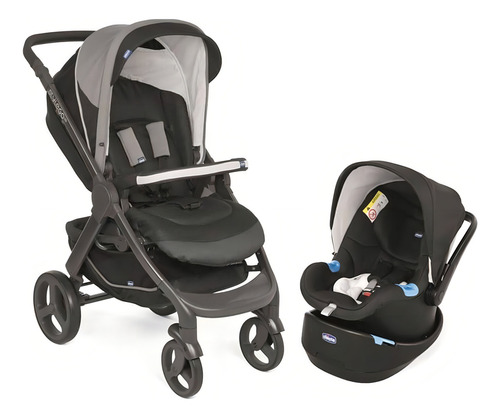 Carrinho Duo Style Go Up Jet Black + Cadeirinha Auto Chicco