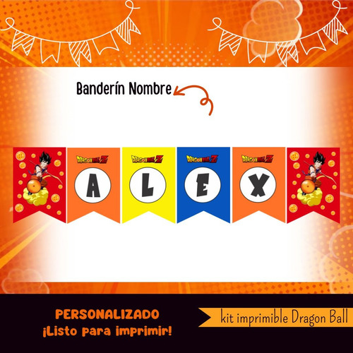Kit Dragon Ball Imprimible Cumple Candybar Personalizado