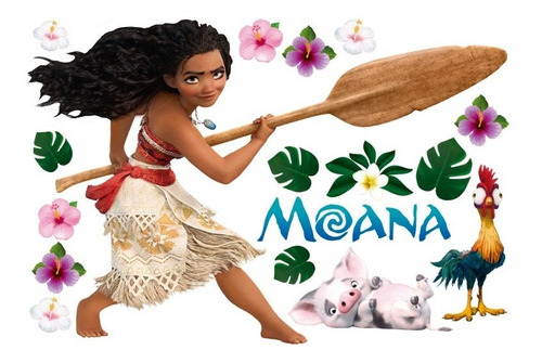 Vinil Decorativo Moana Stickers Adheribles Princesa Y Amigos