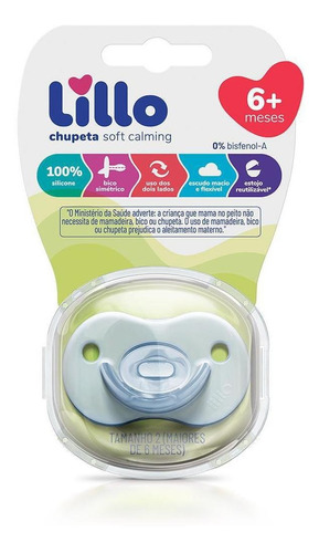 Chupeta Lillo Soft Calming Bico Simétrico 100% Silicone Tam2