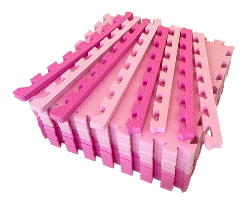 Kit 20 Peças Tapete Tatame Rosa Infantil 50x50 10mm-jk Liso