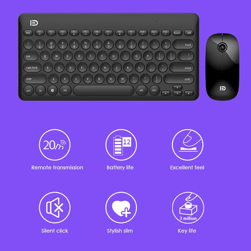 Fd Ik6620 Ultra Delgado 2.4g Teclado Sin Hilos Ratón Set Gam