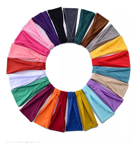Vincha Tela Elástica Bandana Lisa Deportiva Bianca Sheli 209 Blanco