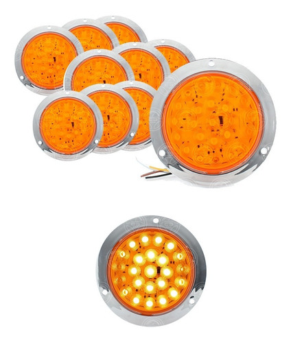 10 Plafon 24 Led Redondo Camion Cuarto Estrobo Stop 12-24v F