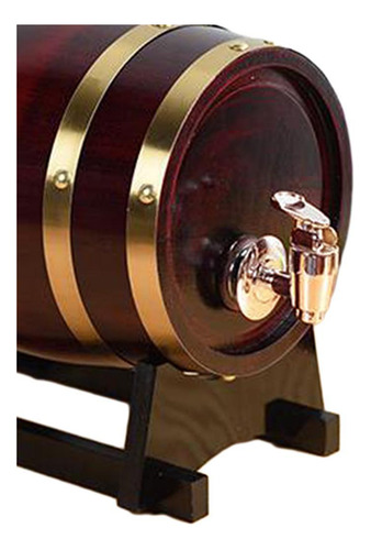 Dispensador De Barril De Madera Rústica Con Soporte, 1.5l