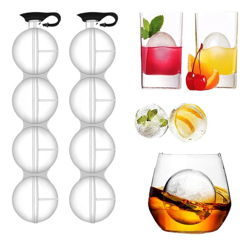 Imagen 8 de 10 de 2 Moldes Hielos Esfera Bola Cocina Bar Coctel Bebidas Whisky