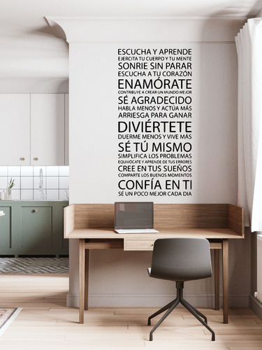 Vinil Decorativo Para Pared Frases Letras Escucha Y Aprende