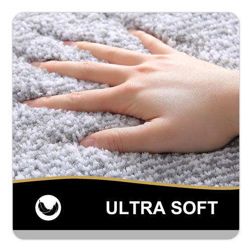 Tapete Para Baño Forma U Afelpada De Microfibra Color Gris Gris Rayas
