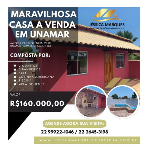 Imagem 1 de 10 de Casa De 2 Quartos, Área Gourmet Piscina Em Unamar - Jmc35.2