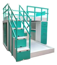 Comprar Litera Individual 6 En 1 Cajonera Tipo Escritorio Y  Ropero 