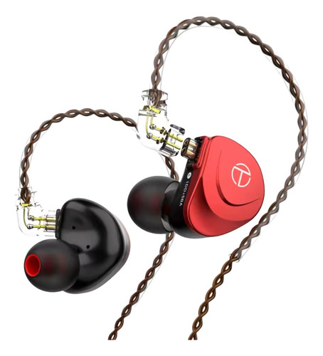 Audífonos Monitores Trn V90s Red 12 Drivers Híbrido No Mic. Rojo