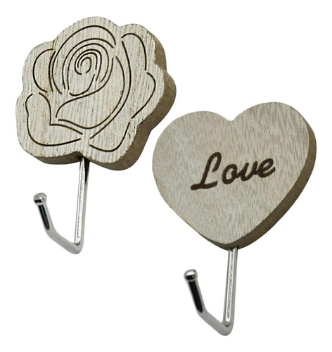 6x Percha De Madera Vintage Con Diseño Floral