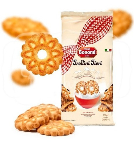 Biscoito Amanteigado Italiano Bonomi Frollini Fiori 750g