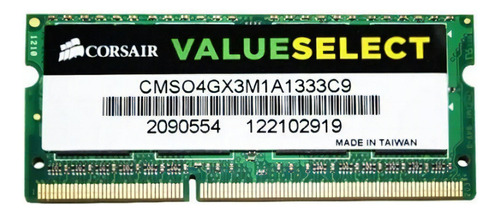 Memoria RAM Value Select color negro 4GB 1 Corsair CMSO4GX3M1A1333C9