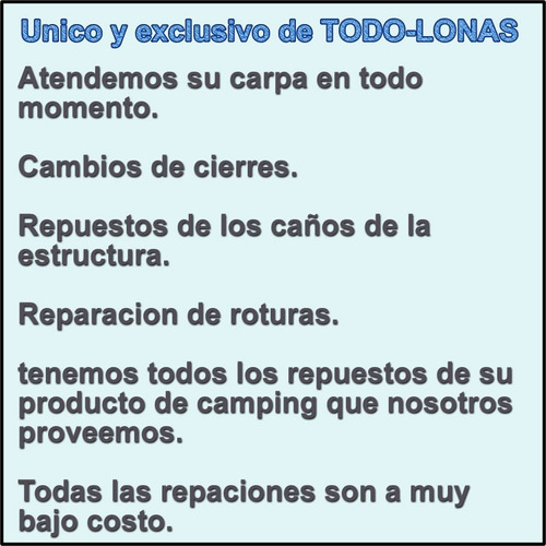 Carpa Canadiense Nahuel 240x200x180 Gar. 1 Año P/6 Personas