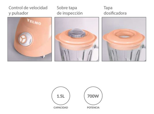 Licuadora Yelmo LC-1010 1.5 L rosa con jarra de vidrio 220V