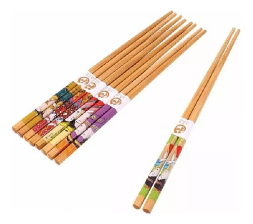 Kit 10 Pares Palitos Chinos 23 Cm Bambú Sushi Comidas Chinas