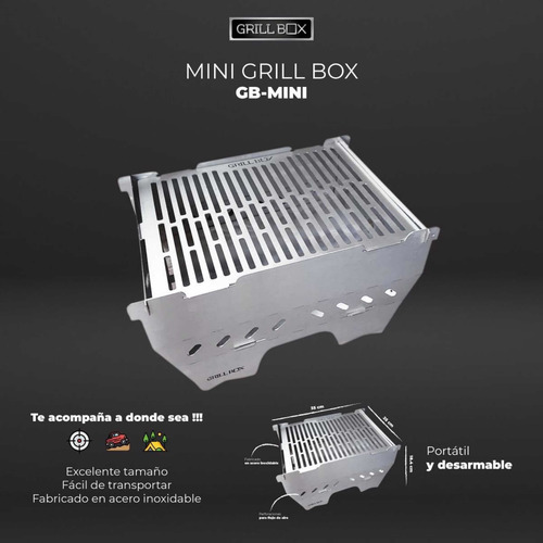 Mini Asador Portatil Pro Grill Box Acero Inoxidable Camping