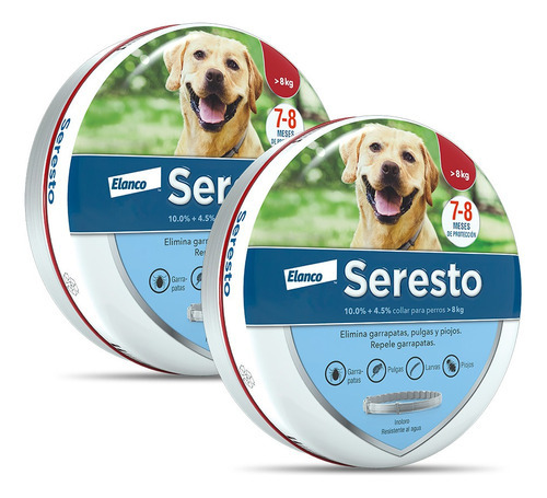 2 Collares Seresto Antipulgas Y Garrapata Perro Grande +8 Kg