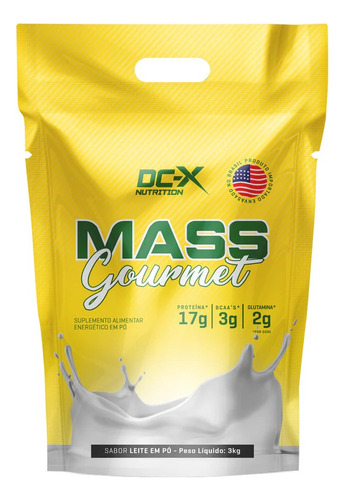 Mass Gourmet 3kg Hipercalórico Dc-x Nutrition Sabor Leite Em Pó