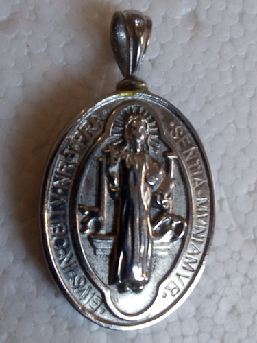 Medalla Santo San Benito Metal 4,5x2,5 Cm Imperdible