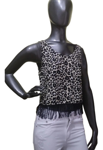 Musculosa Blusa Animal Print Con Flecos, Divinas !!!